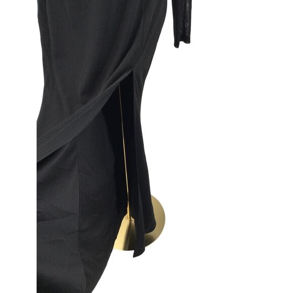 LULU'S SZ L Stunning Essence Black Mesh One-Shoulder Mermaid Maxi Dress B56 - Picture 4 of 9